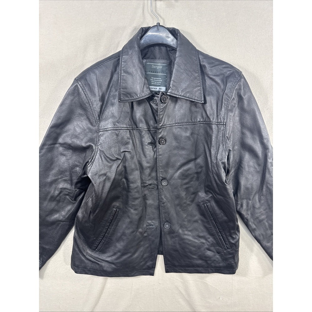Men's Sergio Vadducci Genuine Leather Piel Jacket - Black - Size XL